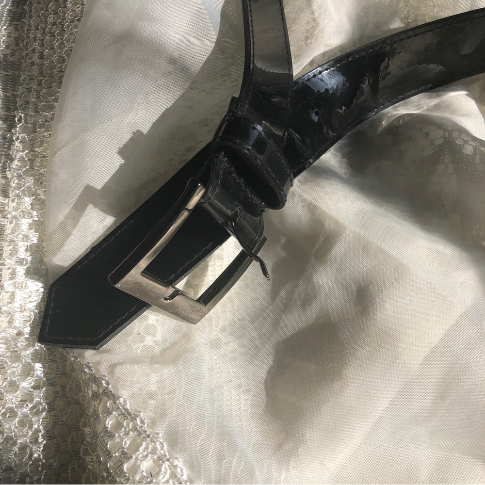 Vegan Leather Shiny Black Belt Sz 14